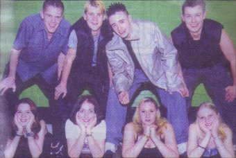 More: Ben, John, Alex and Gareth with dancers Ami, Nike, Jane and Jo.